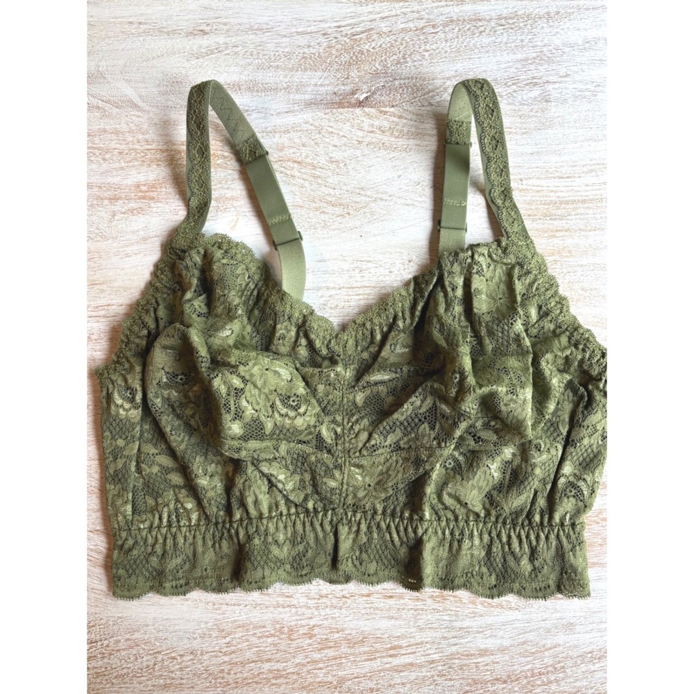 NEW Cosabella Ultra Curvy Sweetie Bralette size Small Aloe Green Floral Lace